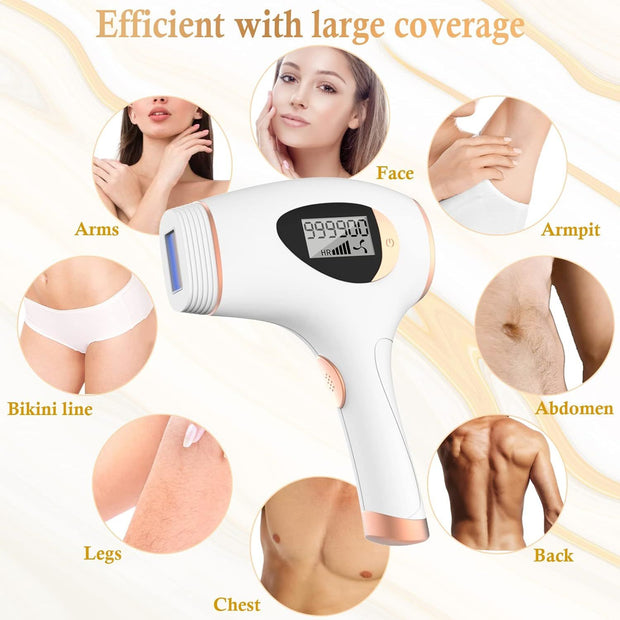 Laser Hair Removal for Women - IPL Hair Removal Device With Ice Cooling Technology, Painless Permanent Hair Remover for Reduction in Hair Growth Body & Face